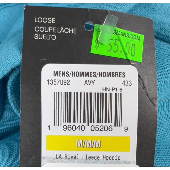 Under Armour Men's Rival Fleece Pullover Hoodie Sz. M Bright Blue - Picture 4 of 12